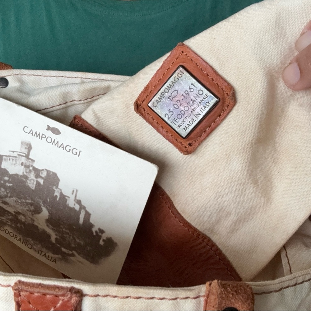 Campomaggi canvas and leather tote crossbody studded - Picture 12 of 12